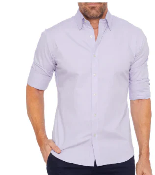 Knopfleiste-Hemd – Herrenhemd mit Kragen, langen Ärmeln und Reißverschluss-Lila-S-Chaps Herrenmode