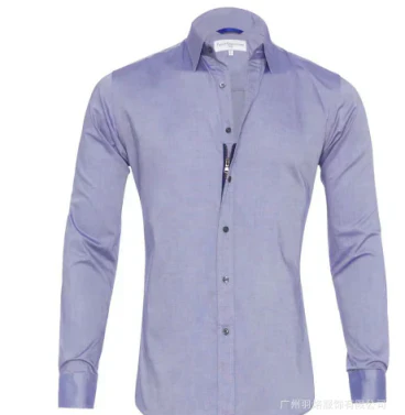 Knopfleiste-Hemd – Herrenhemd mit Kragen, langen Ärmeln und Reißverschluss-Violett-S-Chaps Herrenmode