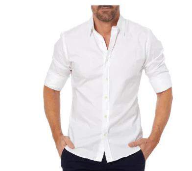 Knopfleiste-Hemd – Herrenhemd mit Kragen, langen Ärmeln und Reißverschluss-Weiß-S-Chaps Herrenmode