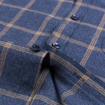 Knopfleiste-Hemd – Herrenhemd mit Kragen und langen Ärmeln mit Karomuster-Chaps Herrenmode