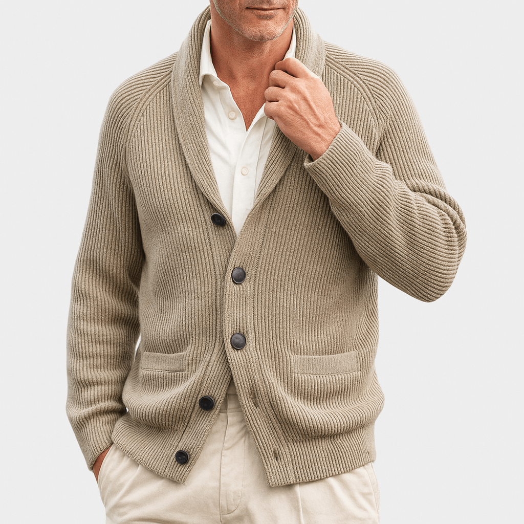 Herren Strickjacke Warm Gestrickt Rippenmuster - BerlinGlamour