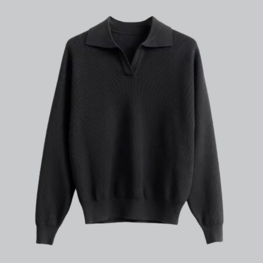 Knopfloses Langarm-Poloshirt 0