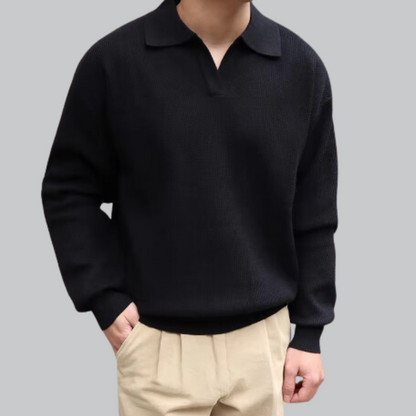 Knopfloses Langarm-Poloshirt 1