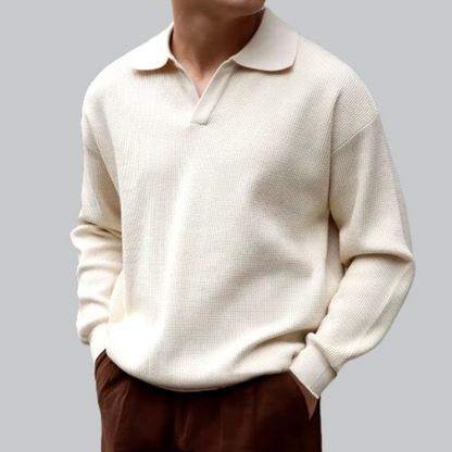 Knopfloses Langarm-Poloshirt 3