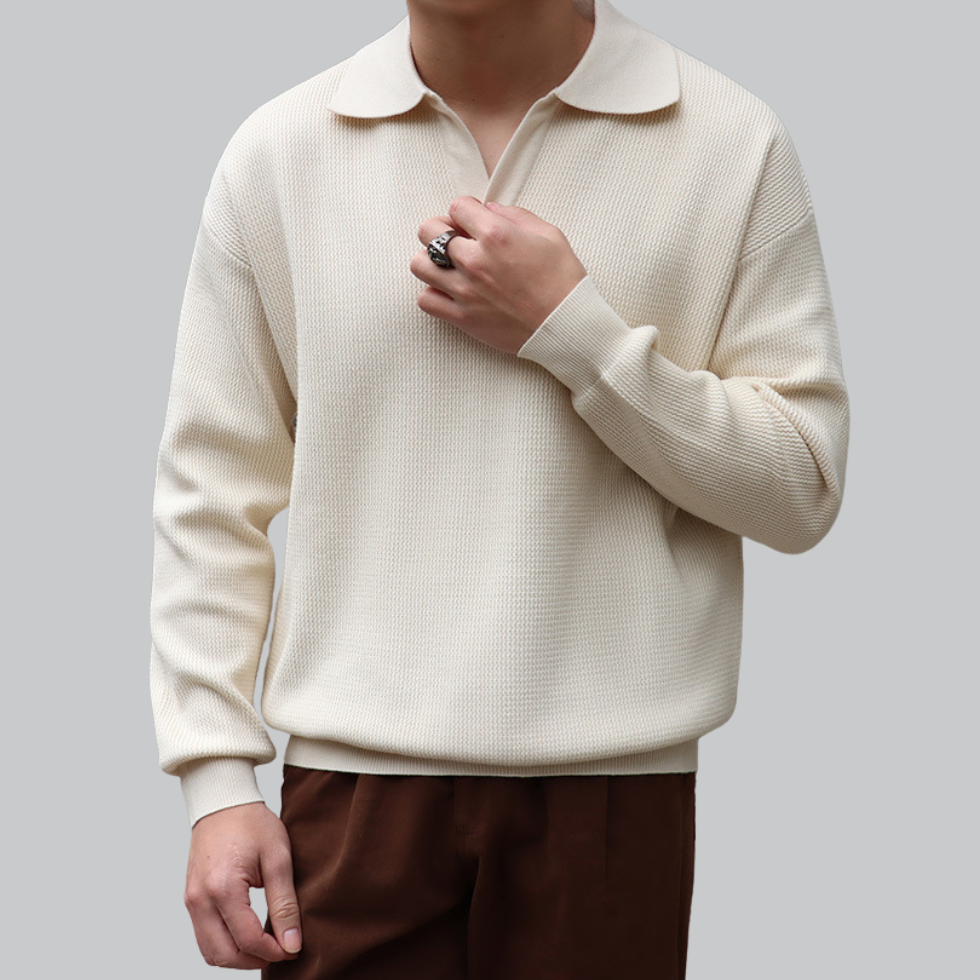Knopfloses Langarm-Poloshirt 5