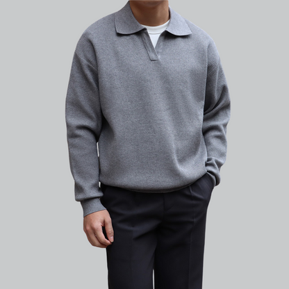 Knopfloses Langarm-Poloshirt 7
