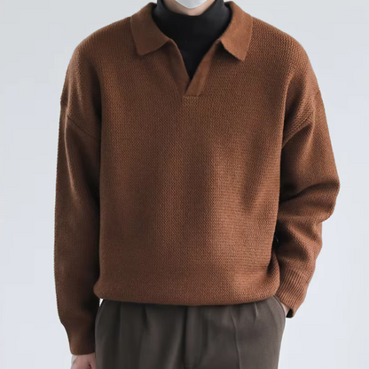 Knopfloses Langarm-Poloshirt 8