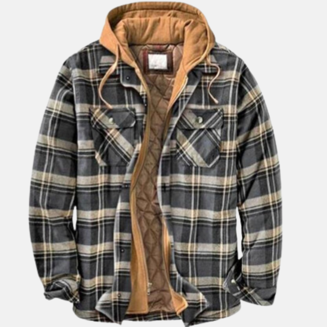 Herren Jacke Kariert Warm Lässig Knöpfbar