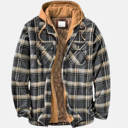 Herren Jacke Kariert Warm Lässig Knöpfbar