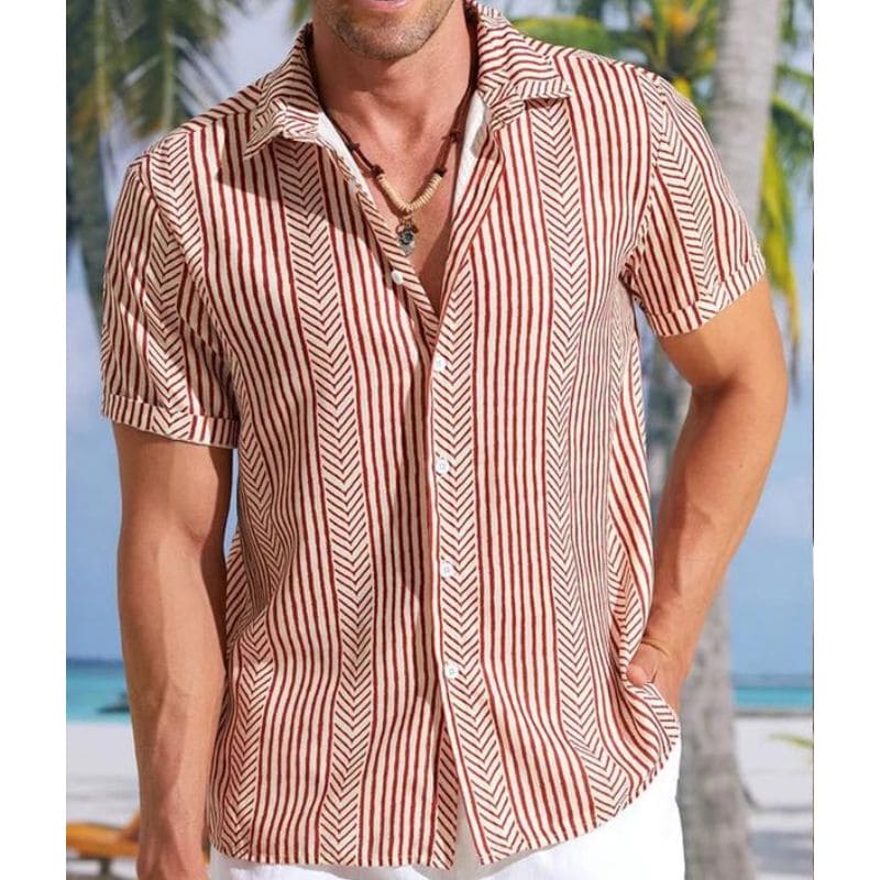 Herren Hemd Kurzarm Retro Style Freizeit