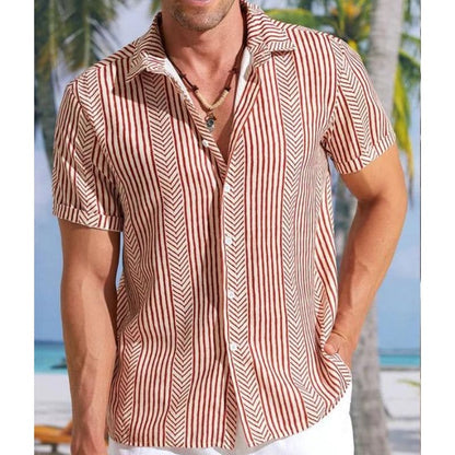 Herren Hemd Kurzarm Retro Style Freizeit