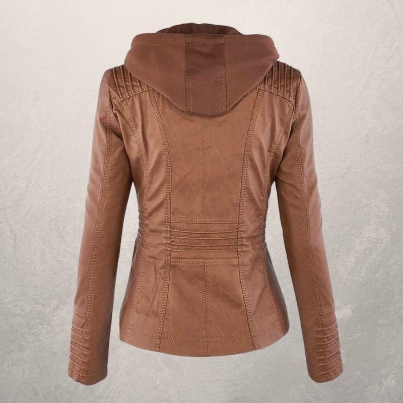 Lederjacke Damen Slim Fit Kapuzenjacke Schwarz - BerlinGlamour