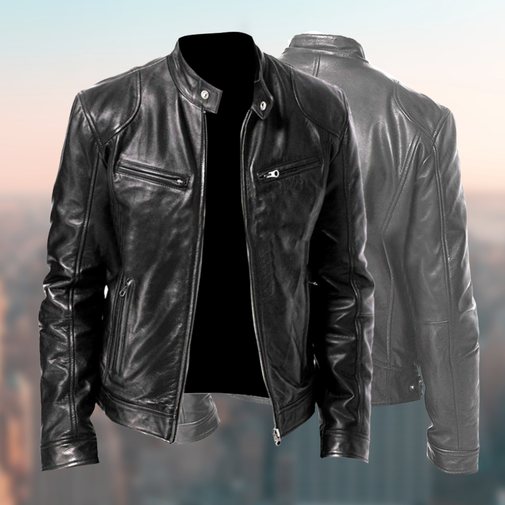 Lederjacke Herren Elegante Ledermantel Schwarz