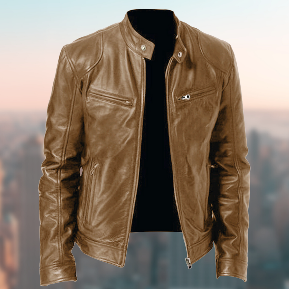 Lederjacke Herren Elegante Ledermantel Schwarz