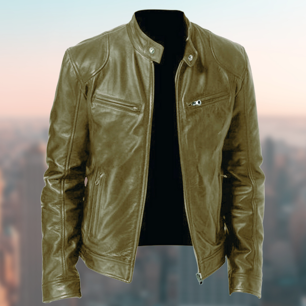 Lederjacke Herren Elegante Ledermantel Schwarz