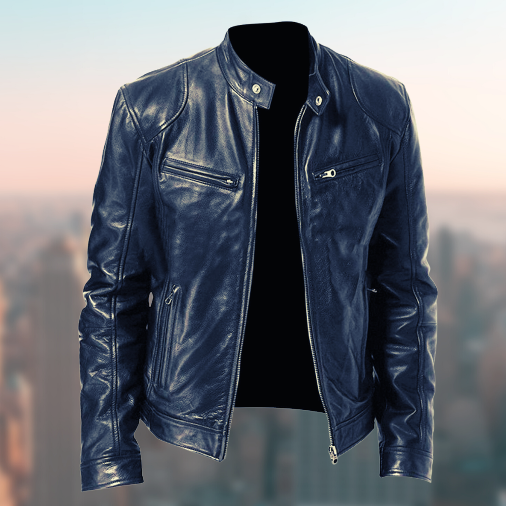 Lederjacke Herren Elegante Ledermantel Schwarz