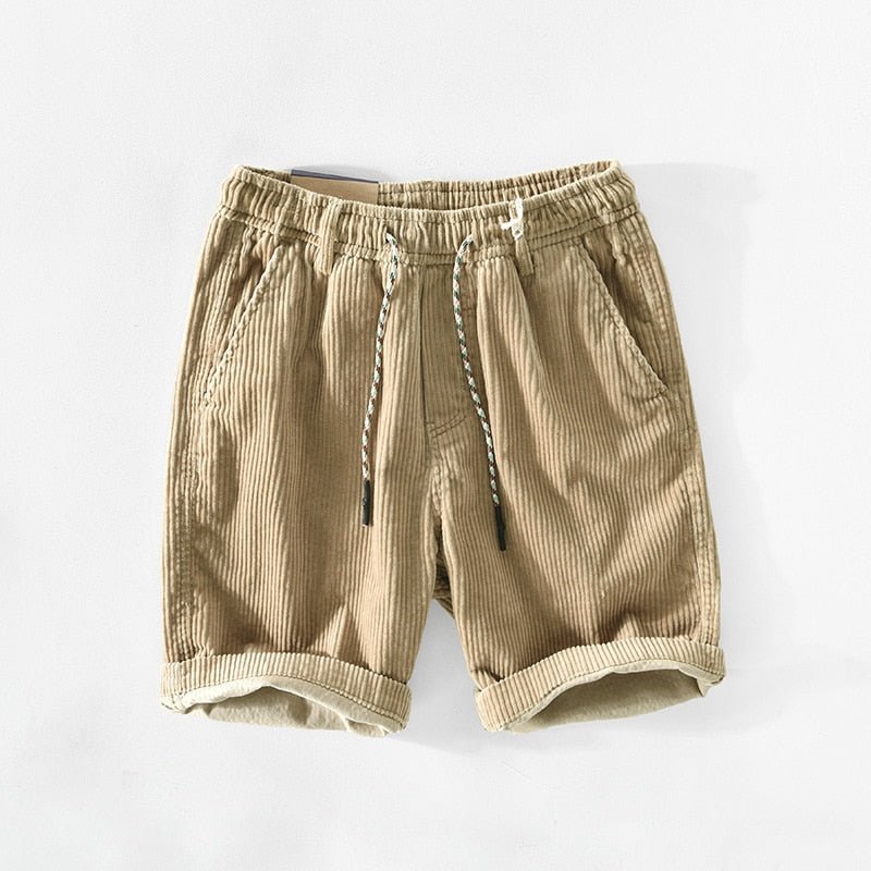 Kordshorts – Elastischer Bund – Locker sitzend – Sommershorts – Herren-Kordshorts-Beige-S-Chaps Herrenmode