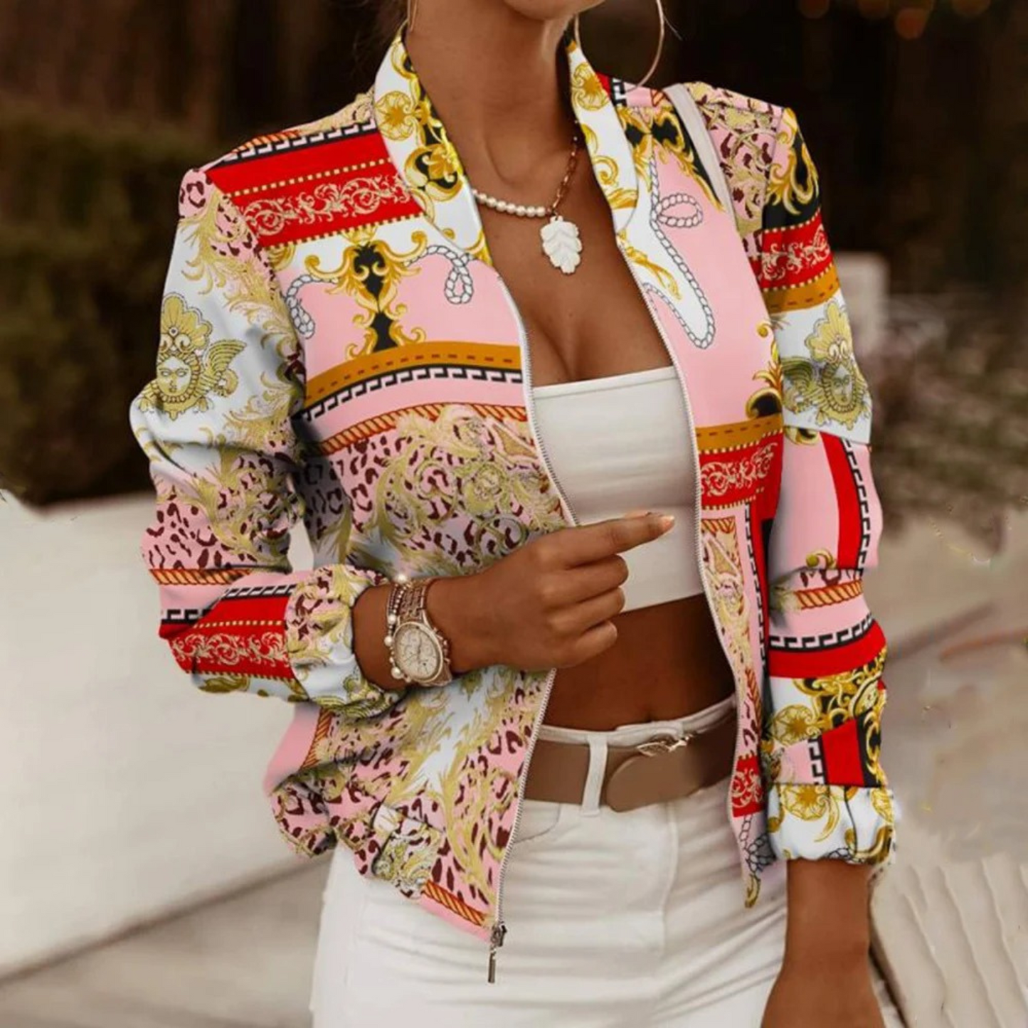 Frauen Bomberjacke Leicht Barock Stil Modern