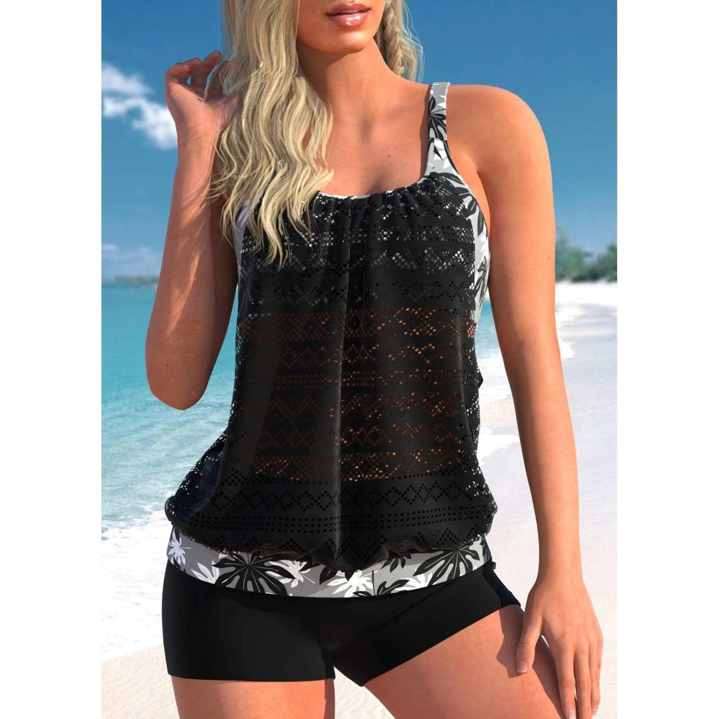 Stilvolle Badeanzug Tankini Set Damen