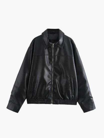 Kunstleder Reißverschlussjacke für Damen 1