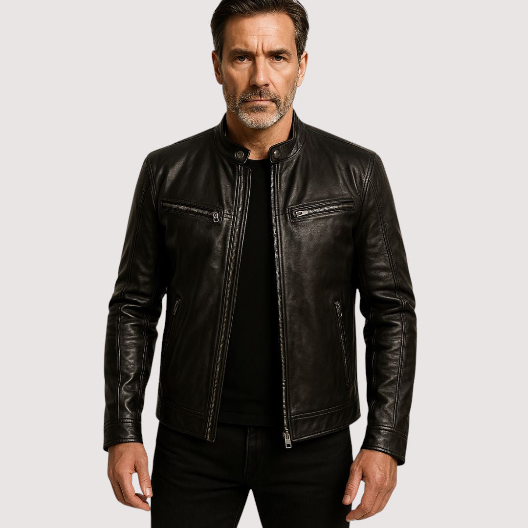 Männer Lederjacke Bikerstyle Vegan Lederschutz - BerlinGlamour