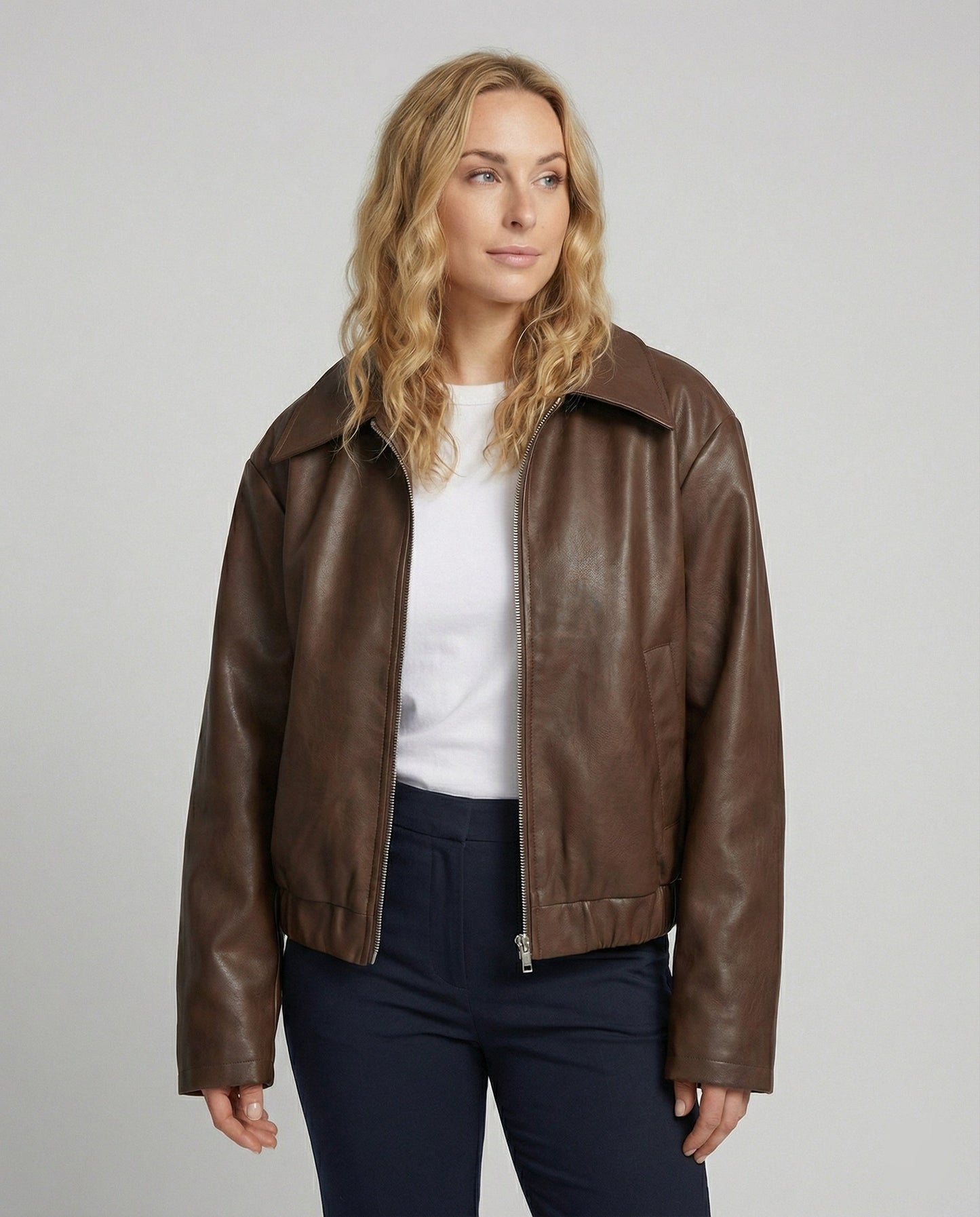 Vegan Lederjacke Fliegerstyle Kurz Schnitt