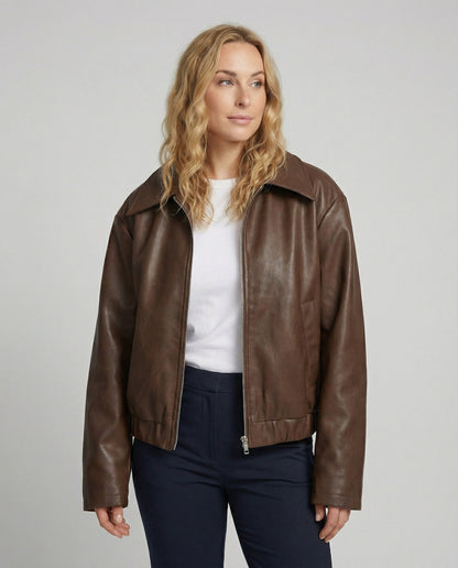 Vegan Lederjacke Fliegerstyle Kurz Schnitt