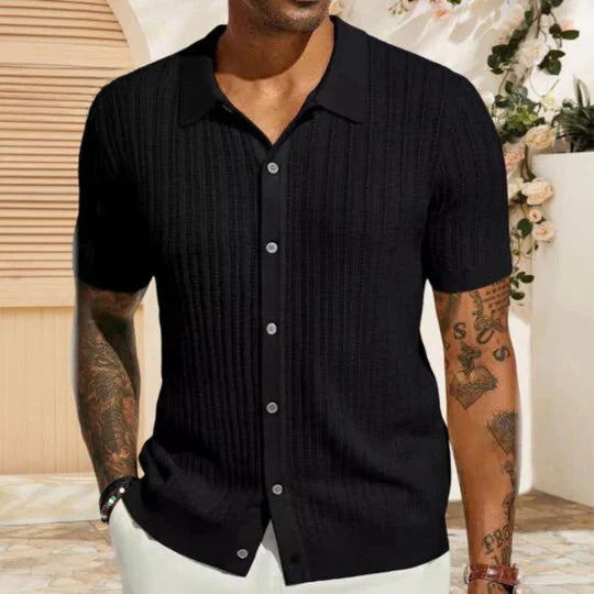 Herren Hemd Kurzarm Pullover Umlegekragen - BerlinGlamour