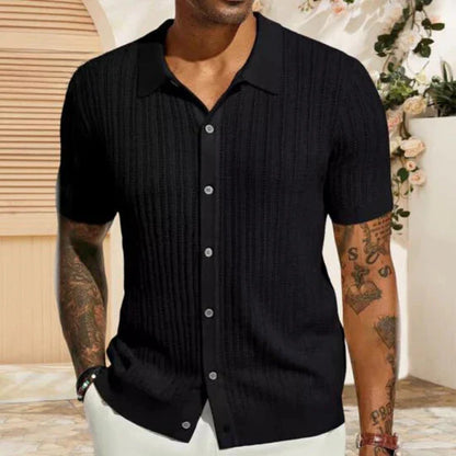 Herren Hemd Kurzarm Pullover Umlegekragen - BerlinGlamour