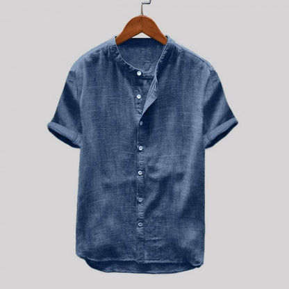 Kurzarmhemd - Leichtes Button-Up Sommerhemd für Männer-Blau-S-Chaps Herrenmode