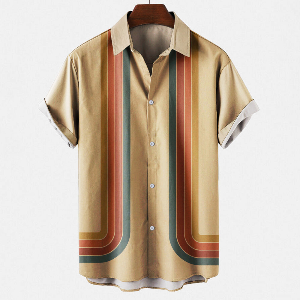 Herren Hemd Leicht Kurzarm Retro Knöpfe - BerlinGlamour