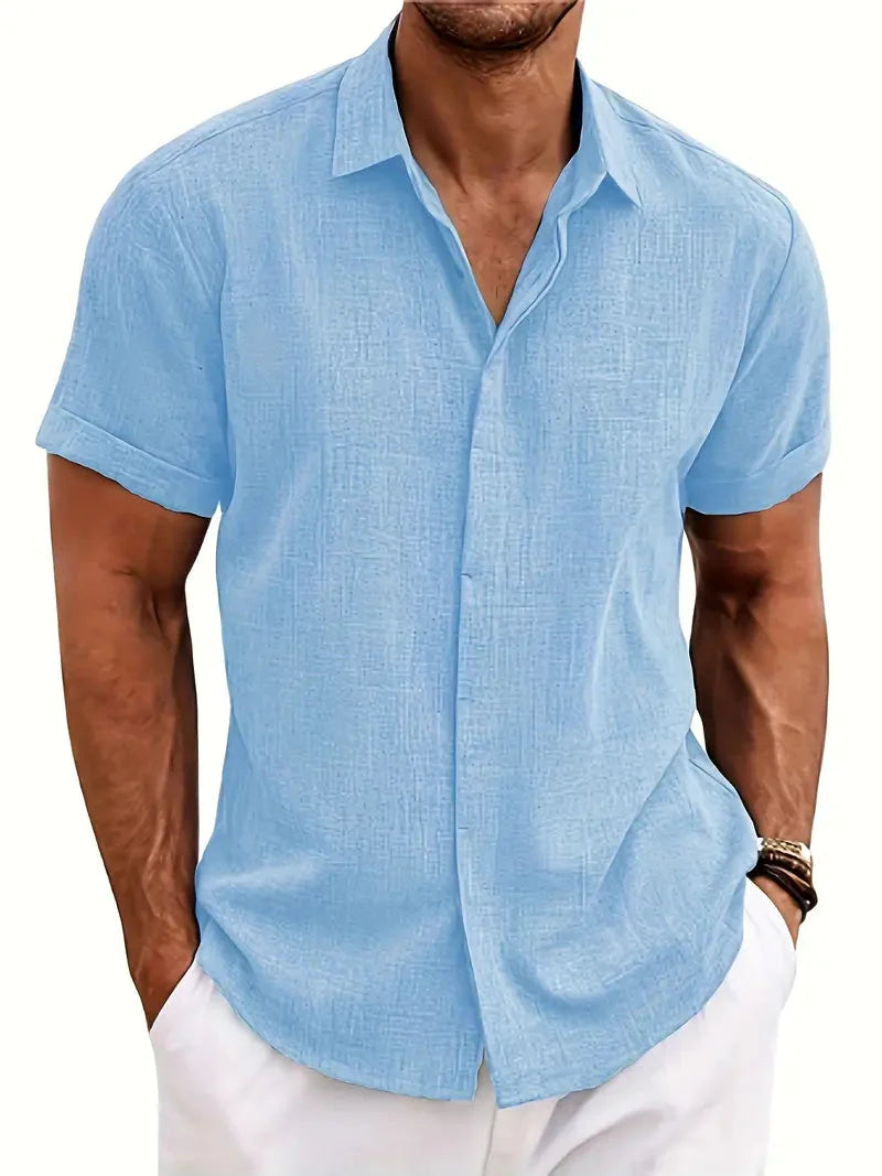 Kurzarmhemd | Leichtgewicht | Atmungsaktiv | Button-Up Hemd | Herrenhemden-Hellblau-XS-Chaps Herrenmode