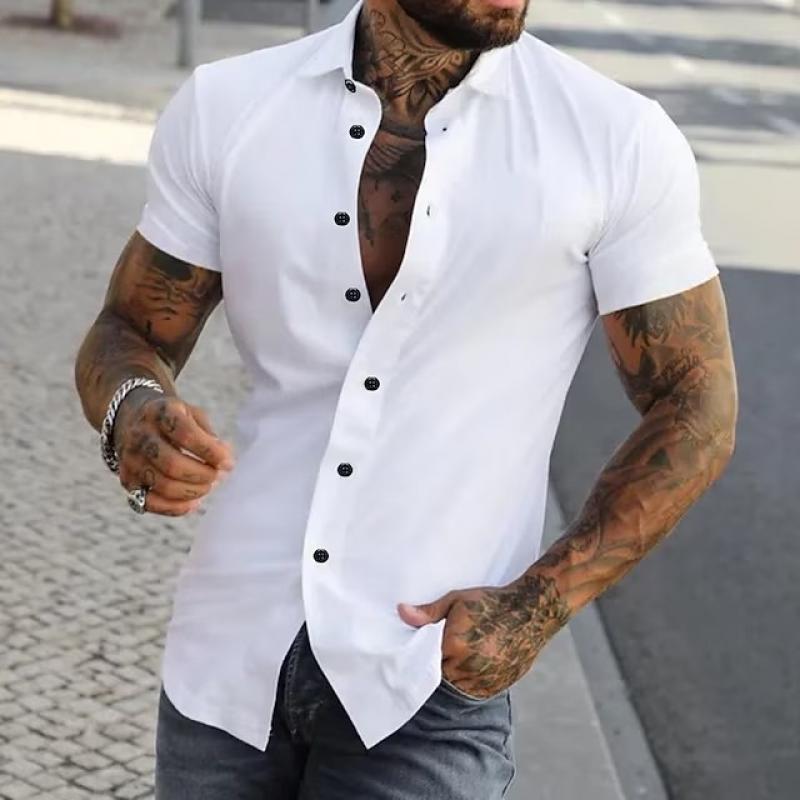 Herrenhemd Slim Fit Kurzarm mit Kragen - BerlinGlamour