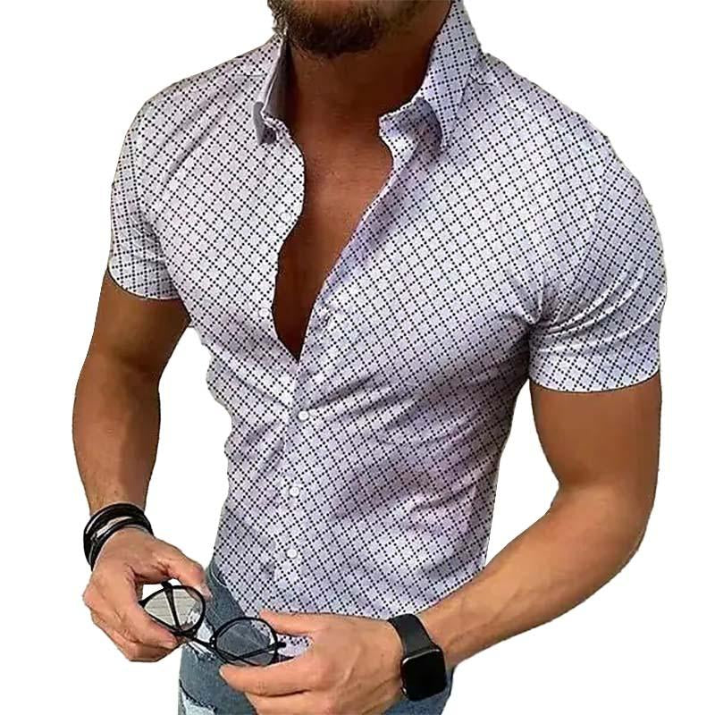 Herren Kurzarmhemd Slim Fit Knöpfe Modern - BerlinGlamour