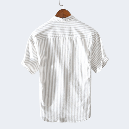 Kurzarmhemd – gestreift – mit Kragen – geknöpft – Herrenhemd-Chaps Herrenmode