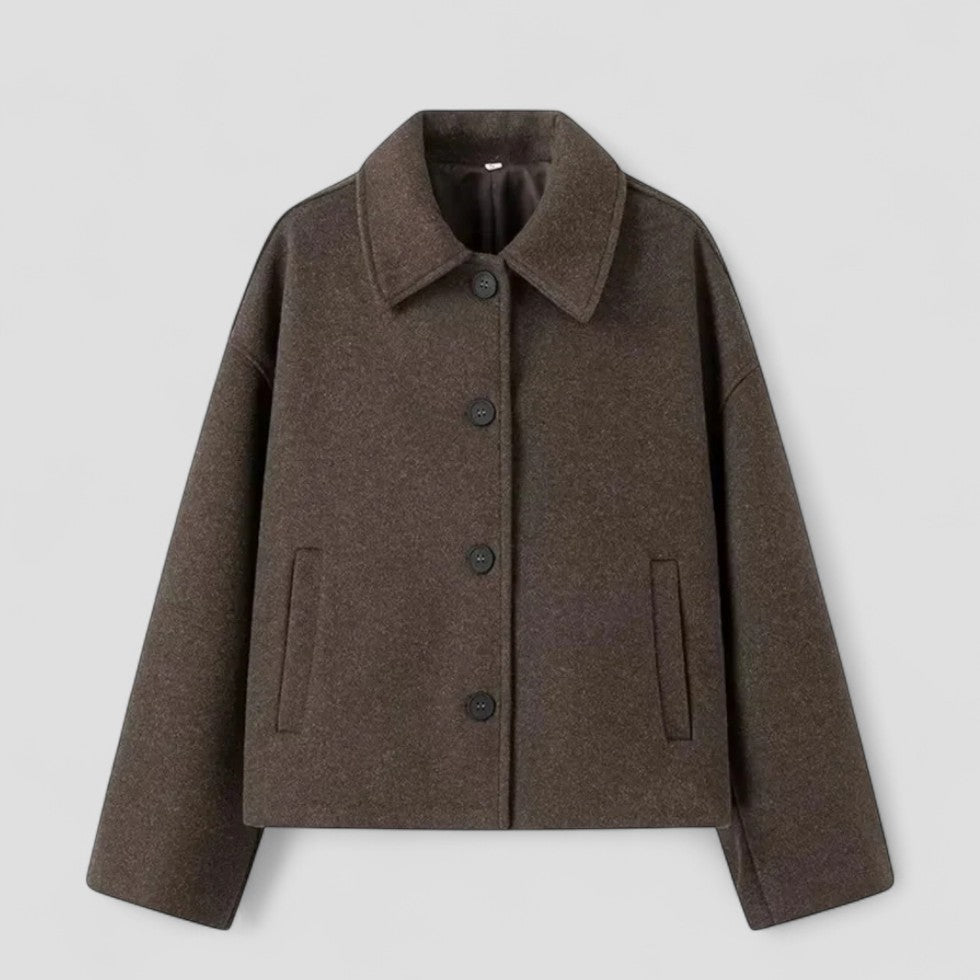 Kurze Damenjacke aus Wollmischung mit Knopfleiste 0
