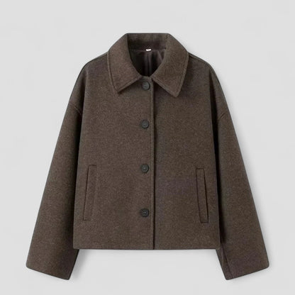 Kurze Damenjacke aus Wollmischung mit Knopfleiste 0