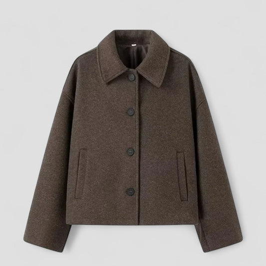 Kurze Damenjacke aus Wollmischung mit Knopfleiste 0