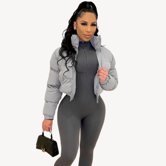 Kurze Pufferjacke mit Reißverschluss für Damen | Loravelle 0