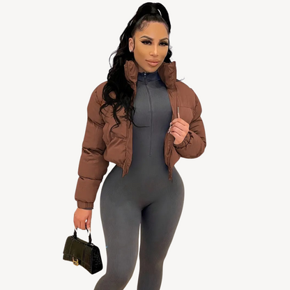 Kurze Pufferjacke mit Reißverschluss für Damen | Loravelle 2