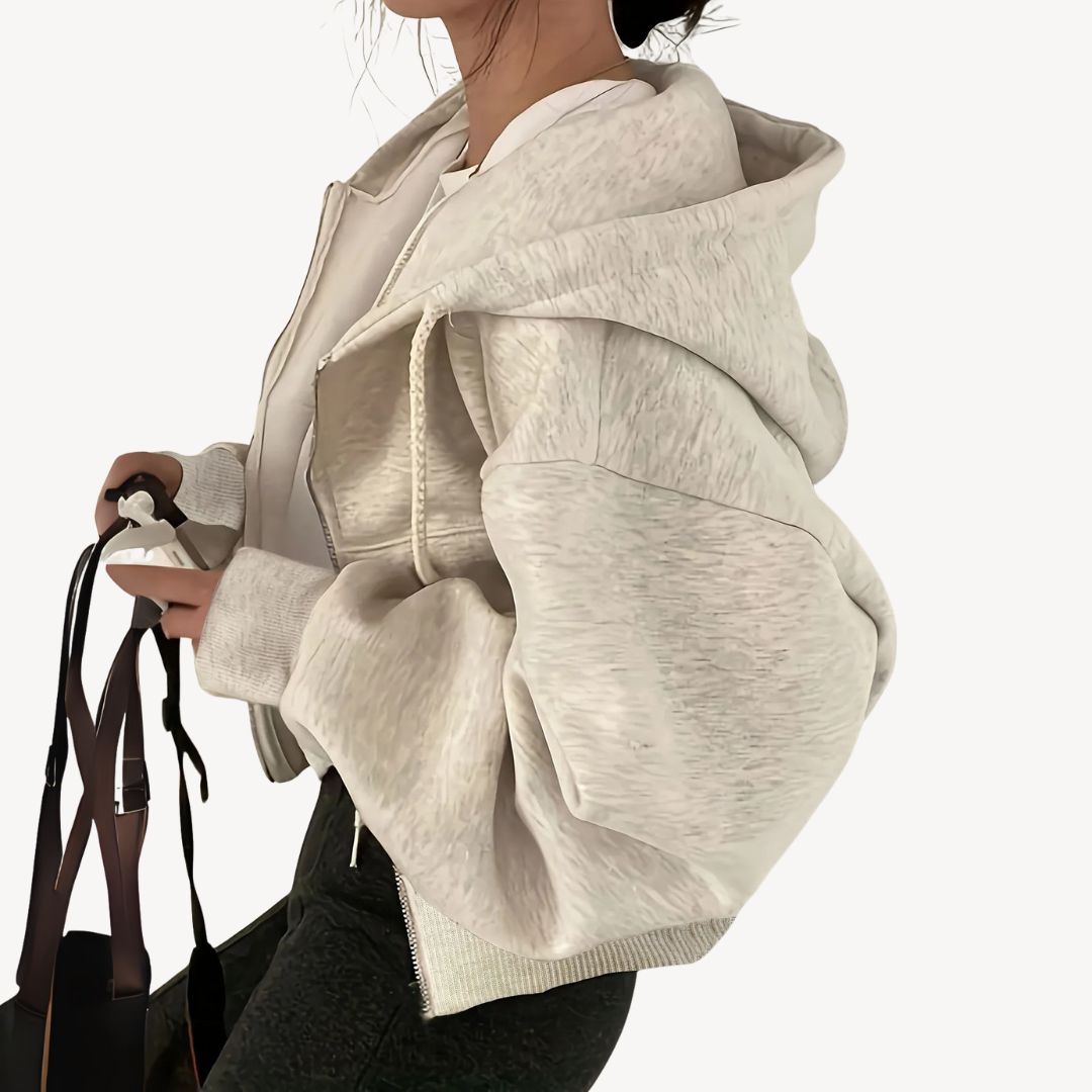 Kurzer Kapuzenpullover mit Reißverschluss für Damen | Loravelle 2