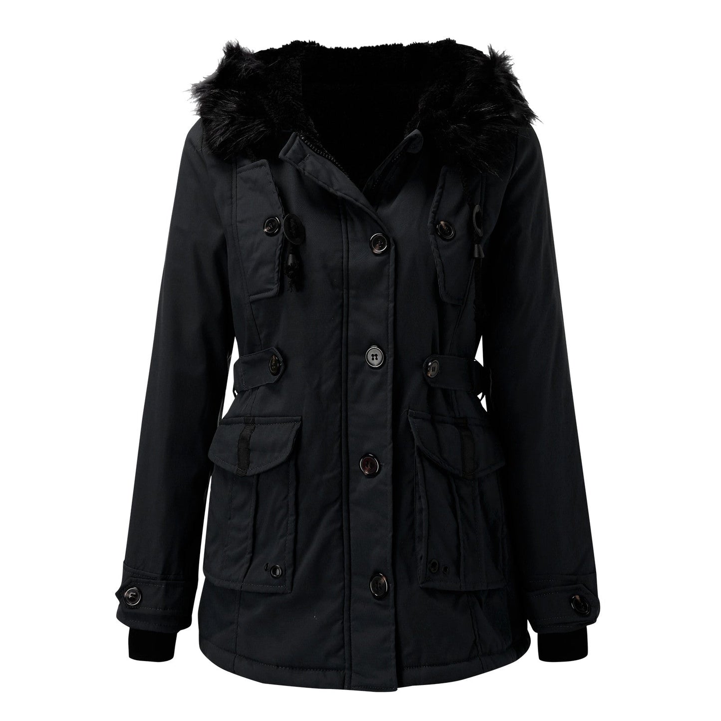 Damen Winterjacke Lang Warm Kapuzenjacke Casual