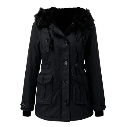 Damen Winterjacke Lang Warm Kapuzenjacke Casual