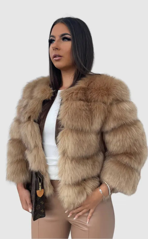 Kunstfell-Jacke Damen Luxus Elegante Winterjacke - BerlinGlamour