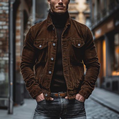 Herren Lederjacke Einreiher Vintage Style - BerlinGlamour