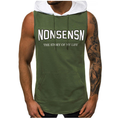 Herren Tanktop Sport Kapuzen-Shirt Ärmellos