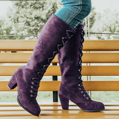 Hoher Damen-Stiefel mit Absatz Schlanke Mode Stiefel Schwarz - BerlinGlamour