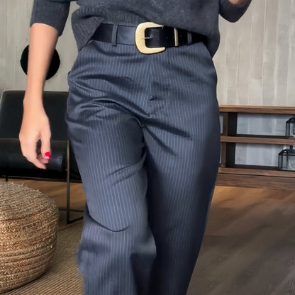 Damen Anzughose Hochtailliert Büroanzug Hose Schwarz