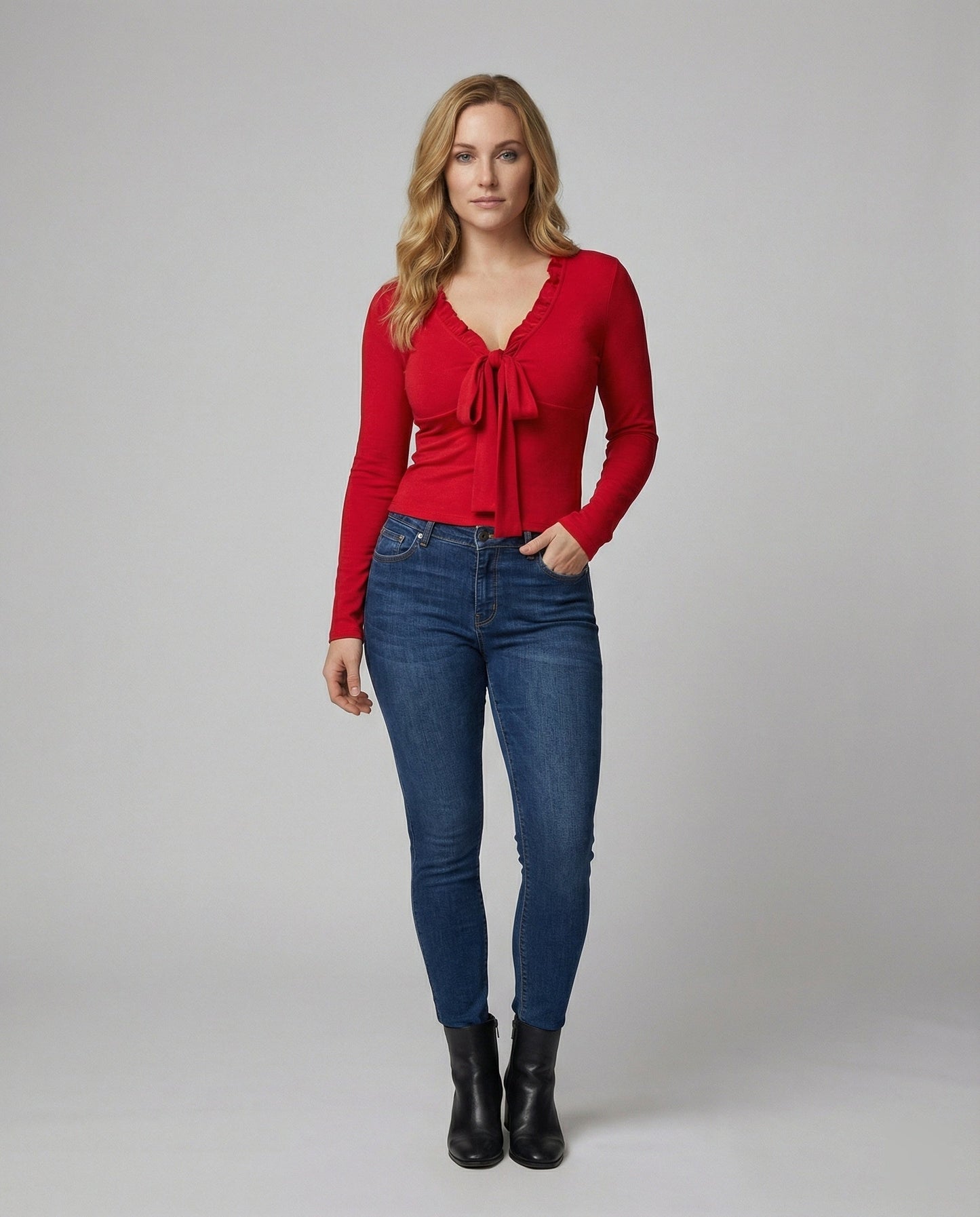 Frauen Langarmshirt V-Ausschnitt Romantic Blume