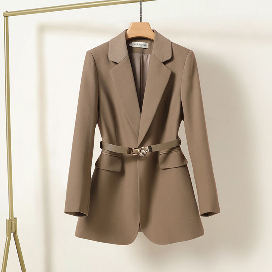 Eleganter Damen Blazer Lang mit Gürtel Herbst